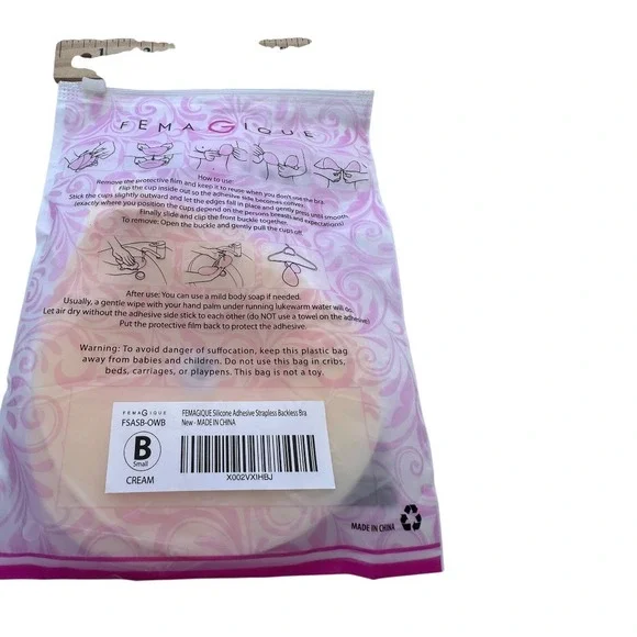 Femagique Silicone Adhesive Strapless Backless Bra Womens B Cream New FSASB-OWB - Picture 12 of 13